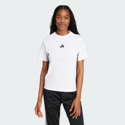 Koszulka Essentials 3-Stripes Cotton. Białe t-shirty sportowe adidas, l, bez wzorów, z bawełny, bez ramiączek, na fitness i siłownię. Za 119.00 zł.