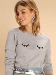 WOOOP Bluza "Eyes Closed" w kolorze szarym rozmiar: M. Szare bluzy Wooop, m, bez wzorów, z bawełny, bez ramiączek, bez kaptura. Za 108.99 zł.