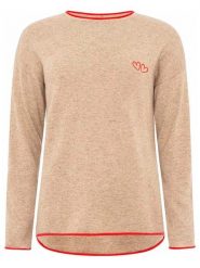 Zwillingsherz Sweter "Double heart" w kolorze beżowym rozmiar: L. Brązowe swetry Zwillingsherz, l, z aplikacjami, z kaszmiru, bez ramiączek. Za 223.99 zł.