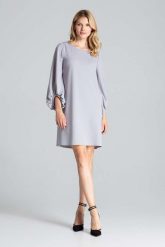 Szara Luźna Sukienka z Bufiastym Rękawem 3//4. Szare sukienki Figl, l, bez wzorów, z elastanu, bez kołnierzyka, bez ramiączek. Za 269.00 zł.