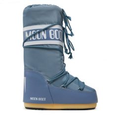 Śniegowce Moon Boot. Niebieskie śniegowce Moon Boot, bez wzorów, z nylonu, bez zapięcia. Za 859.99 zł.