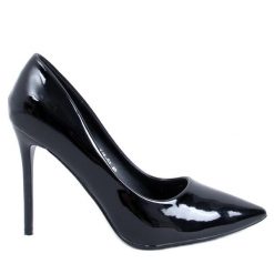 PA1 Szpilki damskie lakierowane Rutina Black czarne. Czarne szpilki PA1, bez wzorów, z lakierowanej skóry, klasyczne, bez obcasa, na szpilce, bez zapięcia. Za 120.50 zł.