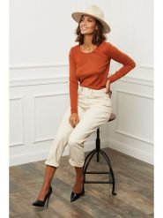 Soft Cashmere Sweter w kolorze ceglanym rozmiar: 34/36. Czerwone swetry Soft Cashmere, bez wzorów, z kaszmiru, klasyczne, bez ramiączek. Za 86.99 zł.
