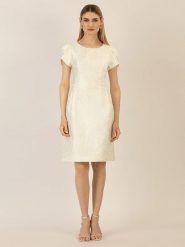 APART Sukienka w kolorze kremowym rozmiar: 44. Brązowe sukienki Apart, bez wzorów, bez kołnierzyka, bez ramiączek, midi. Za 258.52 zł.