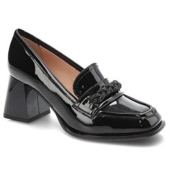 Półbuty damskie Simen, cholewka lakierowana ze skóry naturalnej wsuwany fason masywny geometryczny obcas, czarny, 5542A-L. Czarne półbuty wsuwane Simen, bez wzorów, z lakierowanej skóry, biznesowe, bez obcasa, na obcasie. Za 329.00 zł.