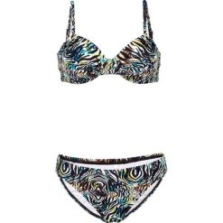 Bikini na fiszbinach (2 części) bonprix brązowo-zielony wzorzysty. Brązowe bikini bonprix, bez wzorów, z elastanu. Za 89.99 zł.