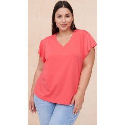 Bluzka Damska Still Plus Size Koralowy. Pomarańczowe bluzki blue shadow, plus size, bez wzorów, z bawełny, bez kołnierzyka, plus size, bez ramiączek. W wyprzedaży za 64.95 zł.