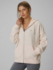 4F Bluza dresowa loose z kapturem damska - kremowa M. Brązowe bluzy z kapturem 4f, m, bez wzorów, z dresówki, z kapturem. Za 159.99 zł.