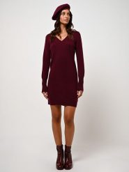 AUTHENTIC CASHMERE Kaszmirowa sukienka "Capelet" w kolorze bordowym rozmiar: XL. Czerwone sukienki AUTHENTIC CASHMERE, xl, bez wzorów, z kaszmiru, bez kołnierzyka, bez ramiączek, mini. Za 370.63 zł.