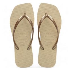 Japonki damskie Havaianas Slim Square. Brązowe japonki Havaianas, bez wzorów, sportowe. Za 94.99 zł.