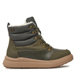 Trzewiki Jana. Zielone botki JANA, bez wzorów, bez obcasa, na płaskiej podeszwie, bez zapięcia. Za 219.99 zł.