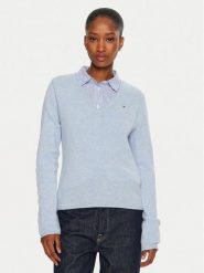 Tommy Hilfiger Sweter WW0WW43505 Niebieski Regular Fit. Niebieskie swetry Tommy Hilfiger, xxl, bez wzorów, z wełny, bez ramiączek. Za 359.99 zł.
