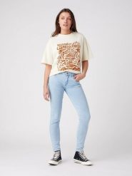 Wrangler Dżinsy "Skinny Let It Go" - Skinny fit - w kolorze błękitnym rozmiar: W31/L32. Niebieskie jeansy Wrangler, l, z aplikacjami, z bawełny, klasyczne. Za 173.99 zł.