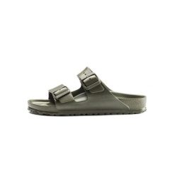 Klapki damskie Birkenstock Arizona Birkoflor. Zielone klapki Birkenstock, bez wzorów, z materiału, bez obcasa, bez zapięcia. Za 356.00 zł.