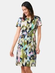 Gerry Weber Sukienka ze wzorem rozmiar: 40. Sukienki Gerry Weber, bez wzorów, z bawełny, bez kołnierzyka, bez ramiączek, mini, rozkloszowane. Za 176.08 zł.