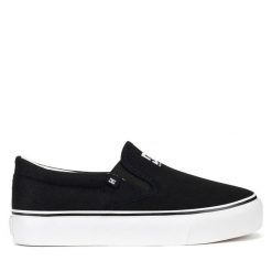 Tenisówki DC. Czarne trampki DC, bez wzorów, bez zapięcia. Za 159.99 zł.