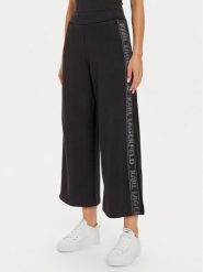 KARL LAGERFELD Spodnie dzianinowe 246W1010 Czarny Relaxed Fit. Czarne spodnie materiałowe KARL LAGERFELD, bez wzorów, z dzianiny. Za 499.99 zł.