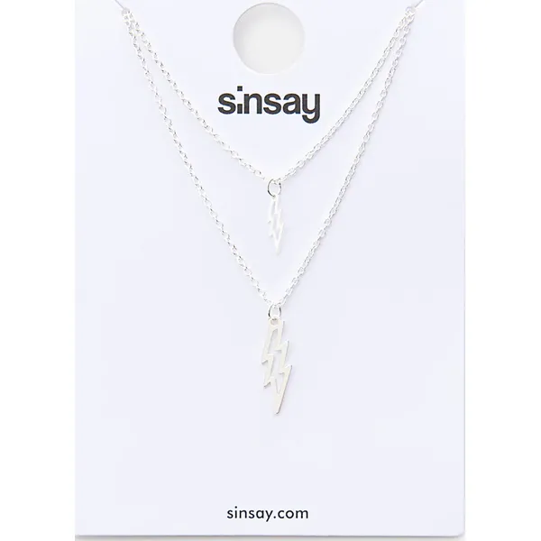 Naszyjniki 2 pack - Srebrny. Szare naszyjniki Sinsay, srebrne. Za 10.00 zł.