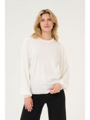 Kaffe Sweter "Nanna" w kolorze białym rozmiar: XXL. Białe swetry Kaffe, xxl, bez wzorów, ze splotem, bez ramiączek. Za 69.58 zł.