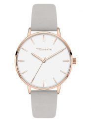 Tamaris Zegarek kwarcowy w kolorze jasnoszaro-różowozłoto-białym rozmiar: onesize. Szare, analogowe zegarki Tamaris, metalowe. Za 232.23 zł.