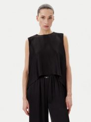 Eleh Bluzka ESS250048 Czarny Regular Fit. Czarne bluzki Eleh, m, bez wzorów, z syntetyku, bez kołnierzyka, bez ramiączek. Za 329.99 zł.
