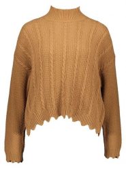 ONLY Sweter "Esma" w kolorze karmelowym rozmiar: S. Brązowe swetry ONLY, s, bez wzorów, z bawełny, bez ramiączek. Za 83.42 zł.