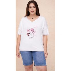 T-Shirt Damski Klloki Plus Size Ekri. Czarne t-shirty blue shadow, plus size, z aplikacjami, z bawełny, bez kołnierzyka, bez ramiączek. Za 169.90 zł.