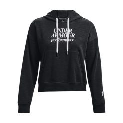Bluza sportowa damska Under Armour Essential Script z kapturem. Czarne bluzy z kapturem Under Armour, m, bez wzorów, z kapturem, na fitness i siłownię. Za 169.99 zł.