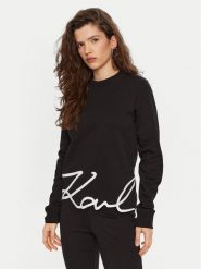 KARL LAGERFELD Bluza A1W20010 Czarny Regular Fit. Czarne bluzy KARL LAGERFELD, s, bez wzorów, z bawełny, bez kaptura. Za 519.99 zł.