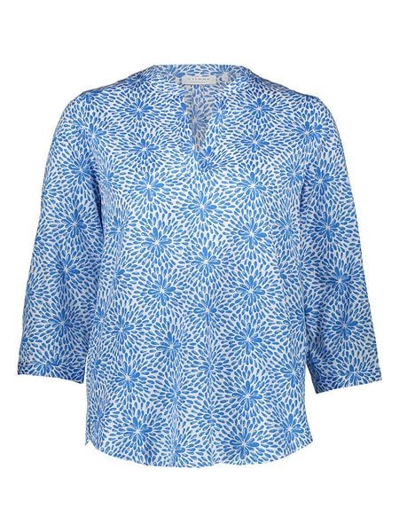 Eterna Bluzka w kolorze niebiesko-białym rozmiar: 42. Niebieskie bluzki Eterna, bez wzorów, z bawełny, bez kołnierzyka, bez ramiączek. Za 100.52 zł.