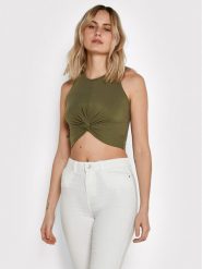 Noisy May Top Twiggi 27007593 Zielony Slim Fit. Zielone topy Noisy May, l, bez wzorów, z bawełny, bez kołnierzyka, bez ramiączek. Za 49.99 zł.
