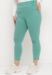 Jasnozielone Spodnie z Wyższym Stanem Nogawki 7/8 z Cyrkoniami Aineth. Zielone jeansy Born2be, na lato, xl, bez wzorów, z jeansu. Za 69.99 zł.