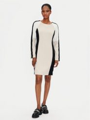 DKNY Sukienka codzienna DD4E1B89 Beżowy Regular Fit. Brązowe sukienki DKNY, na co dzień, bez wzorów, z syntetyku, bez kołnierzyka, bez ramiączek, proste. Za 359.99 zł.