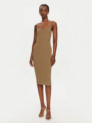 MICHAEL Michael Kors Sukienka dzianinowa MT482IL33D Brązowy Slim Fit. Brązowe sukienki MICHAEL Michael Kors, xs, bez wzorów, z dzianiny, bez kołnierzyka, bez ramiączek. Za 569.99 zł.