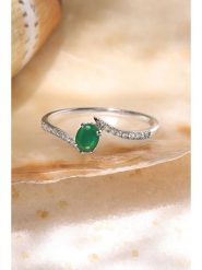 ATELIER DU DIAMANT Złoty pierścionek "Belle Emeraude" z diamentami i szmaragdem rozmiar: 58. Szare pierścionki ATELIER DU DIAMANT, z diamentem, złote. Za 1,196.99 zł.