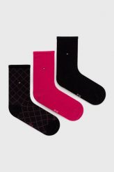 Tommy Hilfiger skarpetki (3-pack) damskie kolor czarny. Czarne skarpetki Tommy Hilfiger, bez wzorów. Za 69.99 zł.