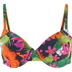 Biustonosz bikini na fiszbinach bonprix czarny z nadrukiem. Bikini marki bonprix. Za 37.99 zł.