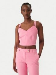 Rinascimento Top CFC0127891003 Różowy Slim Fit. Czerwone topy Rinascimento, s, bez wzorów, z syntetyku, bez kołnierzyka, bez ramiączek. Za 399.99 zł.