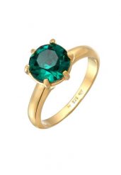 Elli Damski pasjans elegancki z kryształem zielonym w pozłacanym srebrze próby 925 Sterling Silver Pierścionki 1 ct. Szare pierścionki Elli, pozłacane. Za 283.99 zł.