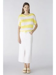 Oui Lniany sweter w kolorze biało-żółtym rozmiar: 40. Białe swetry Oui, bez wzorów, ze lnu, bez ramiączek. Za 172.08 zł.