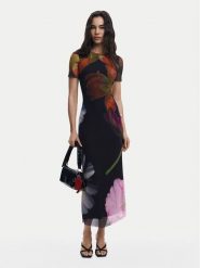 Desigual Sukienka codzienna Roterdam 25SWVK12 Czarny Slim Fit. Czarne sukienki Desigual, na co dzień, l, bez wzorów, z syntetyku, bez kołnierzyka, bez ramiączek, proste. Za 369.99 zł.