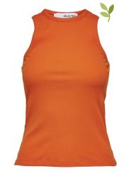 SELECTED FEMME Top "Anna" w kolorze pomarańczowym rozmiar: XL. Pomarańczowe topy Selected Femme, xl, bez wzorów, z bawełny, bez kołnierzyka, bez ramiączek. Za 32.98 zł.