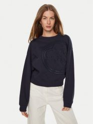 Guess Bluza W4BQ07 K9Z21 Granatowy Regular Fit. Niebieskie bluzy Guess, xl, z aplikacjami, z bawełny, bez kaptura. Za 339.99 zł.