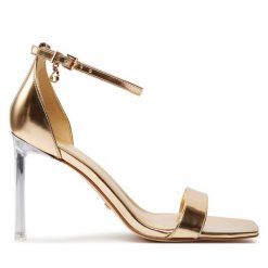 Sandały Guess. Żółte sandały Guess, z aplikacjami, bez obcasa, na szpilce, bez zapięcia. Za 499.99 zł.