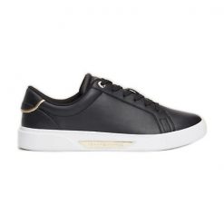 Buty Tommy Hilfiger Chic Hw Court Sneaker FW0FW07813BDS czarne. Czarne buty treningowe bez wzorów, z gumy, bez zapięcia. Za 562.25 zł.