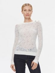 Guess Sweter W4RR28 Z3C90 Biały Slim Fit. Białe swetry Guess, l, z aplikacjami, z syntetyku, bez ramiączek. Za 299.99 zł.