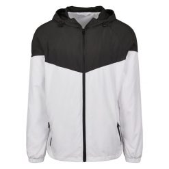 Dwukolorowa Kurtka Windrunner Unisex Dla Dorosłych. Białe kurtki BUILD YOUR BRAND, s, bez wzorów, bez kaptura. Za 199.99 zł.
