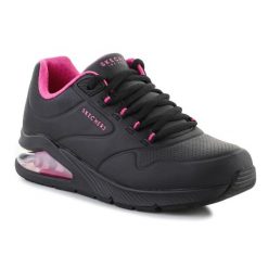 Buty Skechers Uno 2-2nd Best W 155542-BBK czarne. Czarne buty treningowe bez wzorów, z gumy, bez zapięcia. Za 490.22 zł.