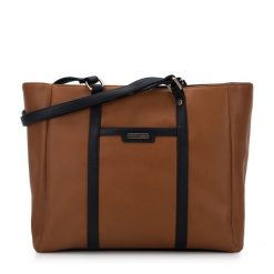 Torebka shopperka z ekoskóry dwukolorowa. Brązowe shopper bag Wittchen, bez wzorów, ze skóry ekologicznej, biznesowe, duże, bez dodatków. W wyprzedaży za 159.90 zł.
