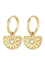 Elli PREMIUM Damskie kreole Vintage Ornament Trend Blogger z kamienia księżycowego w pozłacanym srebrze 925 Sterling Silver Kolczyki 1 ct. Szare kolczyki Elli PREMIUM, z kamieniem księżycowym, pozłacane. Za 353.99 zł.